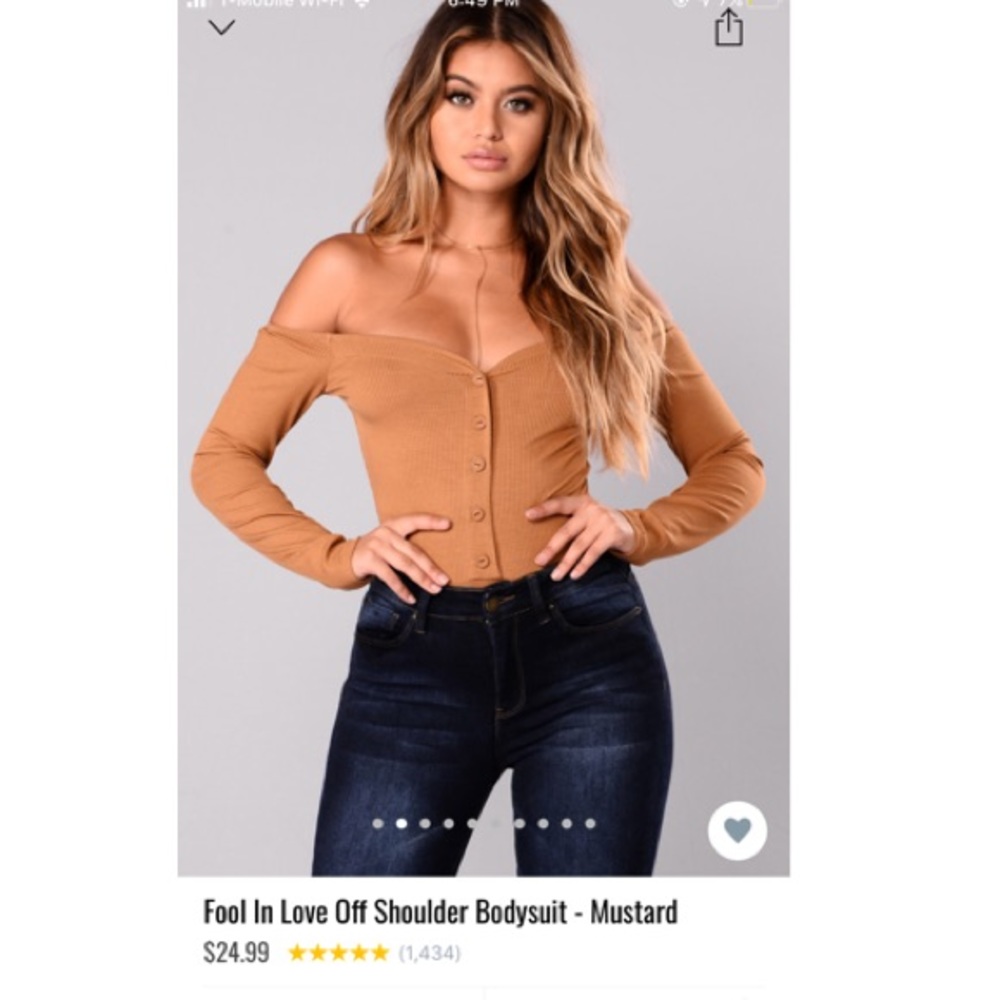 Mustard off the shoulder bodysuit